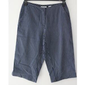 Liz Claibourne Blue Womens Pinstripe Wide Leg Capri Pants 4